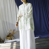 Peach Ramie Floral Cheongsam Top