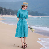 Crane Linen-Cotton Floral Cheongsam Dress