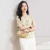 Ensemble Loose Polyester Short Sleeve Cheongsam Top