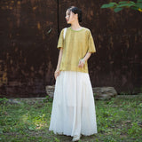 Nerissa Cotton-Ramie Tie-Dye Cheongsam Top