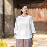 Regent Color-Block Raw Linen Cheongsam Top