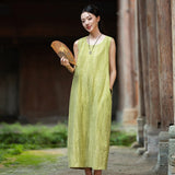 Willa Cotton-Linen Dirty Dye Cheongsam Dress