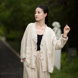 Philippa Loose Batwing Sleeve Ramie Cheongsam Coat