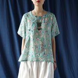 Grace Green Floral Ramie Cheongsam Top
