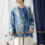 Gleam Ramie Striped Cheongsam Top