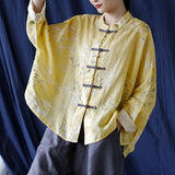 Coronet Linen Digital Print Cheongsam Top