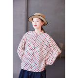 Crescendo Red Polka Dot Cotton Cheongsam Shirt