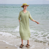Sparkle Ramie Embroidered A-Line Cheongsam Dress