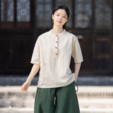 Pearl Linen Color Loose Cheongsam Top