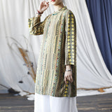 Dominique Striped Cotton Cheongsam Top