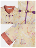 Diamond 2-Piece Yellow Orange Flower Cheongsam Set