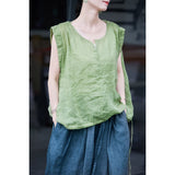 Isadora Light Lotus Green Ramie Cheongsam Top