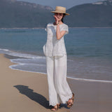 Nova Lace Embroidered Ramie Cheongsam Shirt
