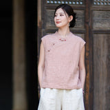 Fortune Linen Lilac Pink Cheongsam Top