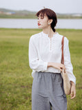 Luster White Linen Artistic Cheongsam Shirt