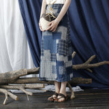 Floral Cotton-Linen Cheongsam Skirt