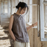 Cosmos Thin Tie-Dye Ramie Cotton Cheongsam Vest