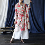 Venetia Linen Print Cheongsam Top