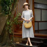 Eira Victory Gray A-Line Cheongsam Dress