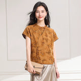 Scale Light Purple Pattern Silk Cheongsam Top