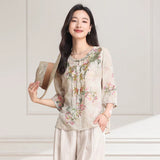 Veronica Embroidered Ramie Cheongsam Shirt
