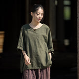 Dusk Ramie Blend Cheongsam Top