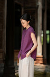 Georgiana Linen Mandarins Collar Cheongsam Top