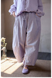 Spica Purple Jade Cotton Wide-Leg Cheongsam Pants