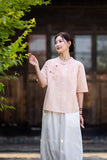 Rhiannon Tie-Dye Cotton-Linen Cheongsam Top