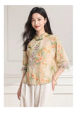Petra Floral Ramie Cheongsam Top