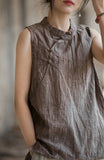 Cosmos Thin Tie-Dye Ramie Cotton Cheongsam Vest