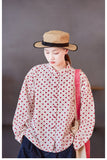 Crescendo Red Polka Dot Cotton Cheongsam Shirt