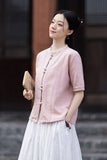 Lena Linen Petal Collar Cheongsam Top