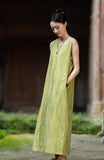 Willa Cotton-Linen Dirty Dye Cheongsam Dress