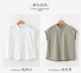 Prelude Pure White Cotton-Linen Cheongsam Top