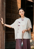 Arabella Linen Tencel Cheongsam Top