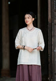 Bryony Linen Frog-Button Cheongsam Top