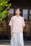 Rhiannon Tie-Dye Cotton-Linen Cheongsam Top