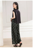 Kira 2-Piece Black Green Pattern Cheongsam Set