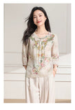 Veronica Embroidered Ramie Cheongsam Shirt