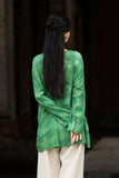 Vivace Plaid Linen-Cotton Long Sleeve Cheongsam Top