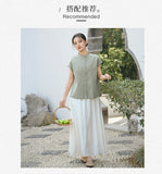 Prelude Pure White Cotton-Linen Cheongsam Top