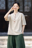 Pearl Linen Color Loose Cheongsam Top