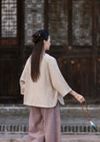 Regent Color-Block Raw Linen Cheongsam Top