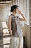 Cosmos Thin Tie-Dye Ramie Cotton Cheongsam Vest