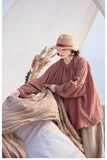 Tatiana Linen Rosewood Pink Cheongsam Top