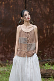 Patrician Linen Ramie Spliced Tie-Dye Tank Cheongsam Top