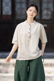 Pearl Linen Color Loose Cheongsam Top