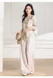 Veronica Embroidered Ramie Cheongsam Shirt