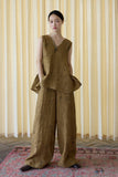 Federica Linen Dapple Brown Cheongsam Top